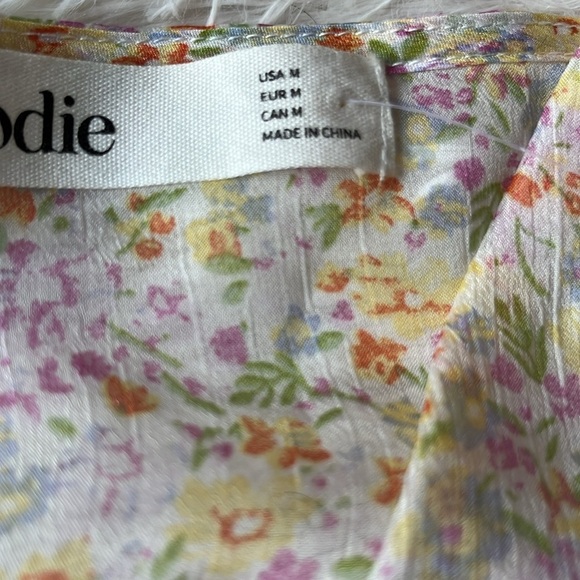 NEW Elodie Long Sleeve Drawstring Waist Dress Pink Yellow White M Lightweight - Picture 11 of 14